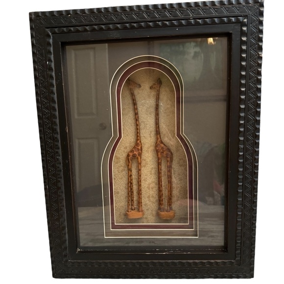 Elegant Giraffe Shadow Box with Black Decorative Frame - Picture 1 of 6